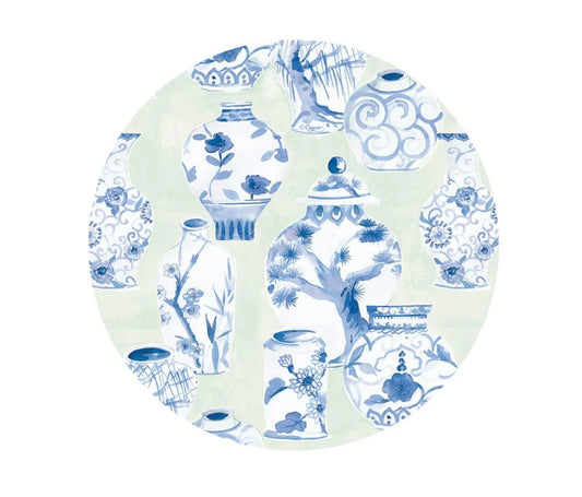 Caspari Glazed Porcelain Celadon Paper Salad & Dessert Plates