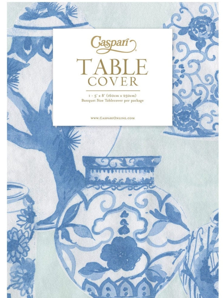 Caspari Glazed Porcelain Celadon Paper Linen Table Cover