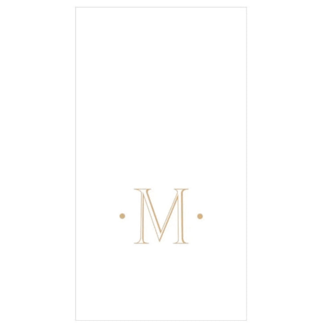 Caspari Gold Single Initial Guest Towels