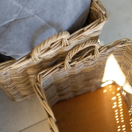 Rattan Square Storage Basket on Wheels