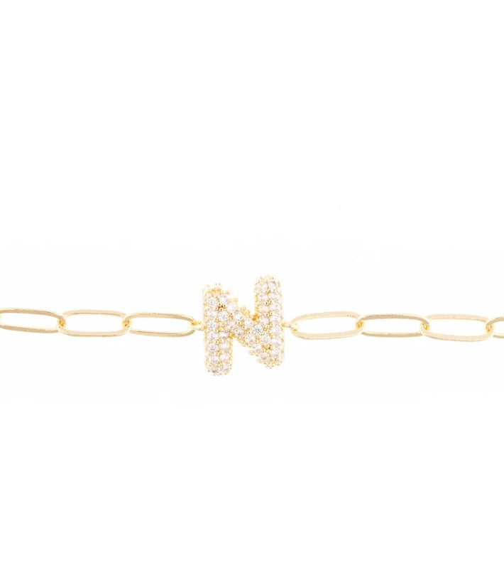 Rhinestone Initial Bracelet