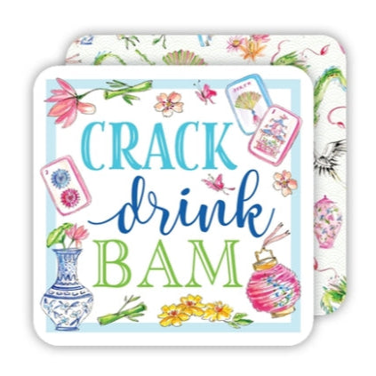 Crack Drink Bam Mahjong Icons Square Coaster