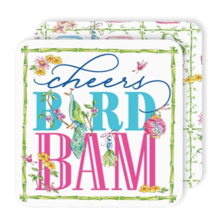 Cheers Bird Bam Green Bamboo Mahjong Square Coaster