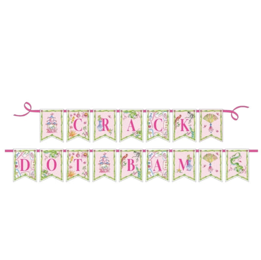 Crack Dot Bam Mahjong Icons Pink and Green Party Banner