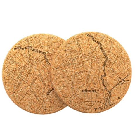 Athens Map Etched Coasters
