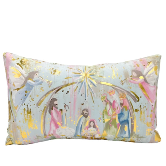 Nativity Pastel Gold Foil Pillow