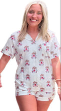 Load image into Gallery viewer, Powder Blue + Red Pajama Short Set
