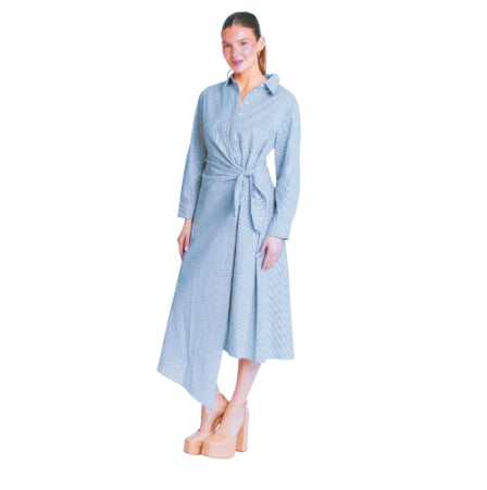 Blue Striped Wrap Dress