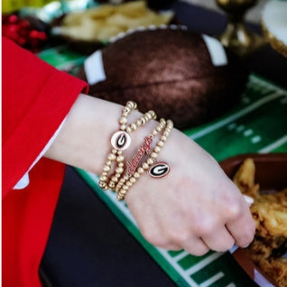 Georgia Bulldogs Ball Bead Stretch Bracelet