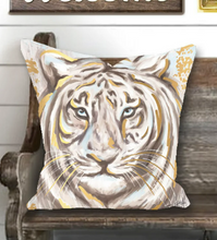 Load image into Gallery viewer, Tiger Pillow with Gold Foil Accents
