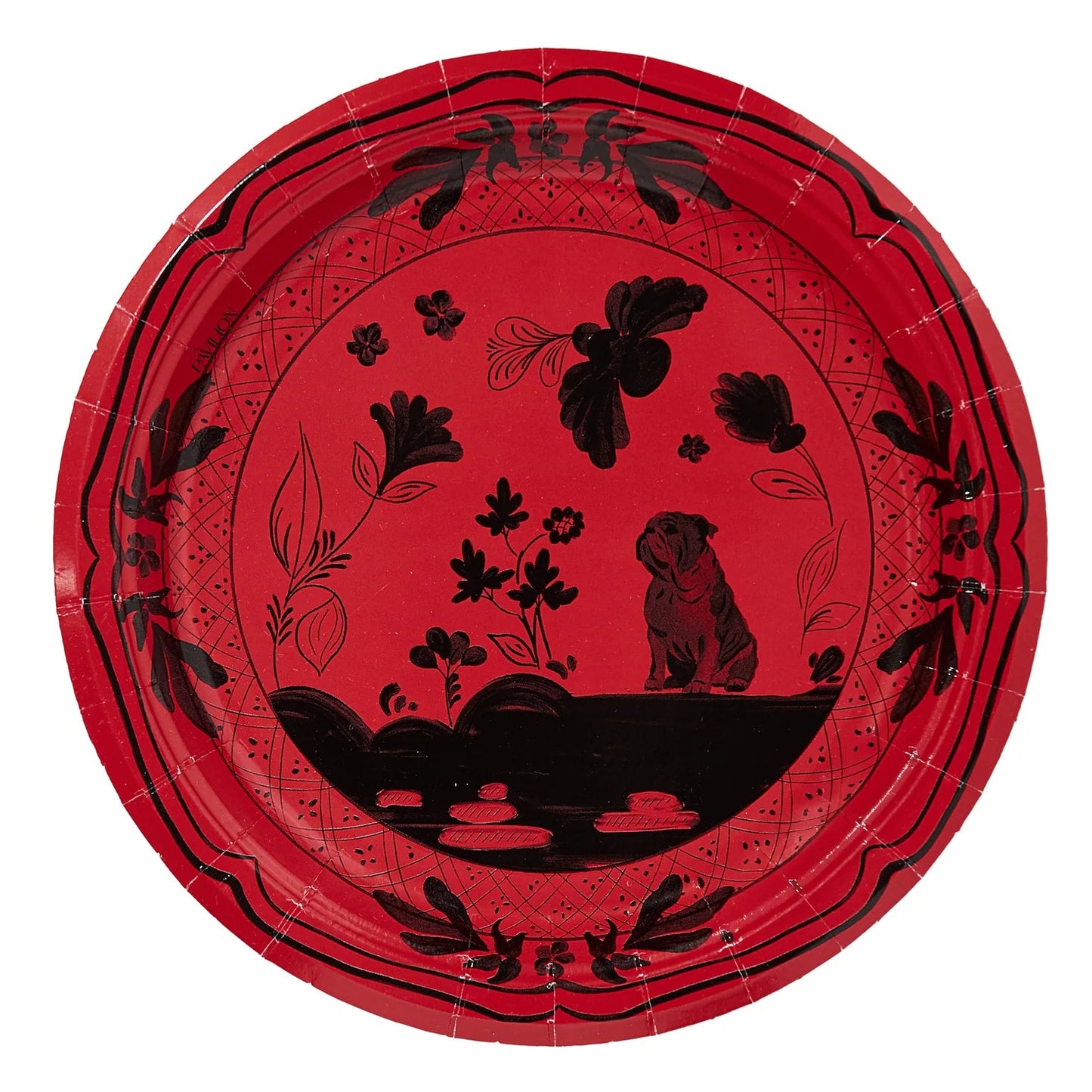 Bulldog Red and Black Paper Plates
