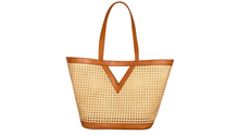 Load image into Gallery viewer, Large Square Cane Weave Rattan Tote with Triangle
