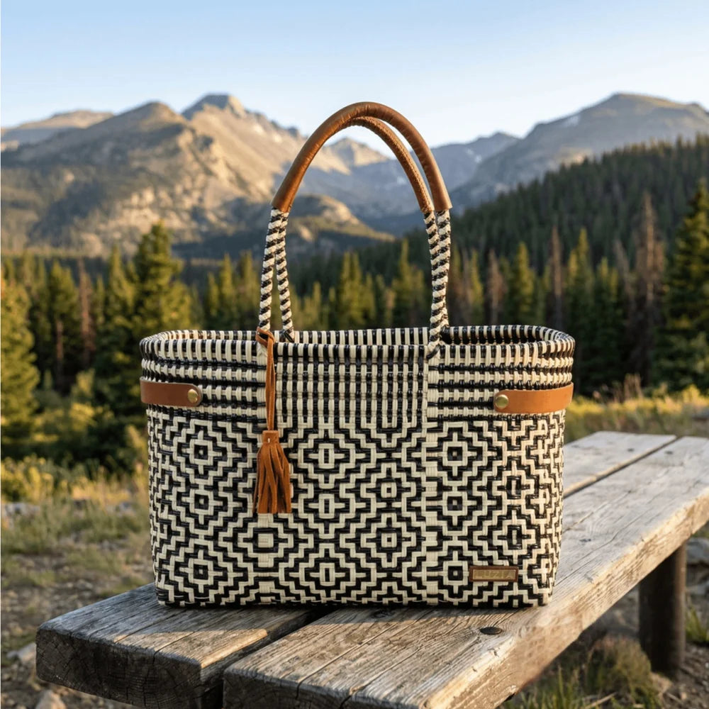 OPEN BASKET JUMBO CROSS DIAMOND BROWN BEIGE