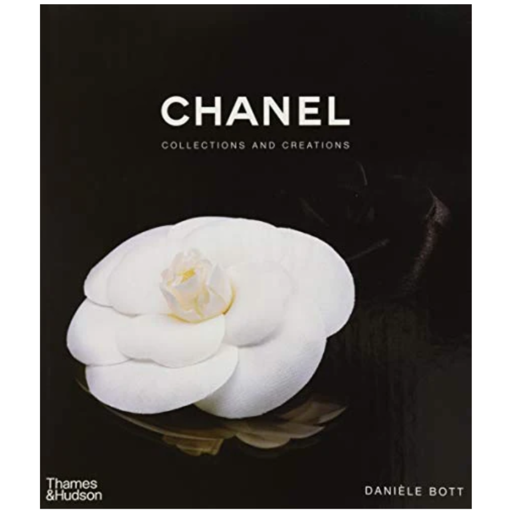 Chanel Collections and Creations book cover by Danièle Bott, featuring a large white flower on a black background.