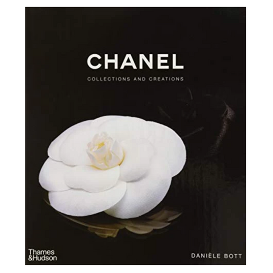Chanel Collections and Creations book cover by Danièle Bott, featuring a large white flower on a black background.