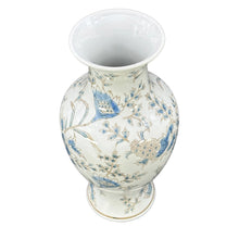 Load image into Gallery viewer, White and Blue Chinoiserie Ceramic Vase 14"
