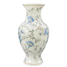 Load image into Gallery viewer, White and Blue Chinoiserie Ceramic Vase 14"
