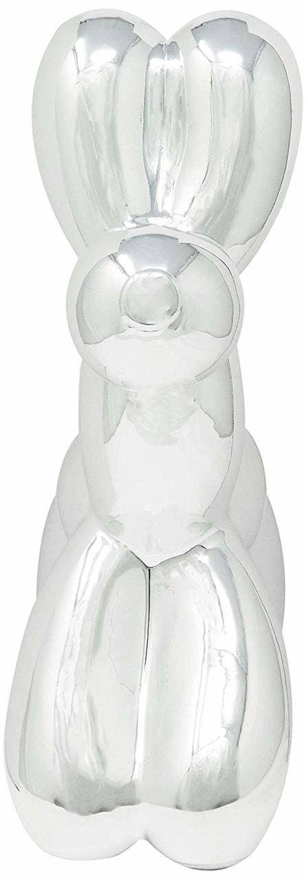 Silver Ceramic Dog Bank