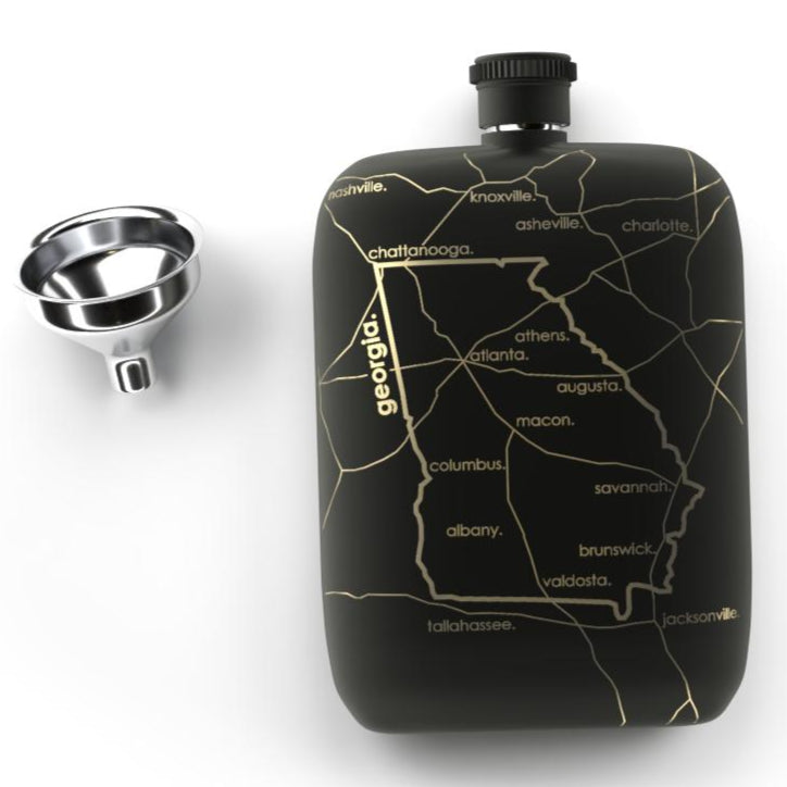 Georgia State Map Pocket Flask