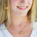 Load image into Gallery viewer, Erin Gray Barrel on Double Gold Paperclip Necklace
