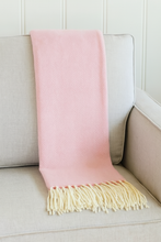 Load image into Gallery viewer, Pink Herringbone Fringed 50x60 Inch Throw Blanket
