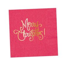 Load image into Gallery viewer, Napkins - Merry Christmas (4 colors): Festive Green
