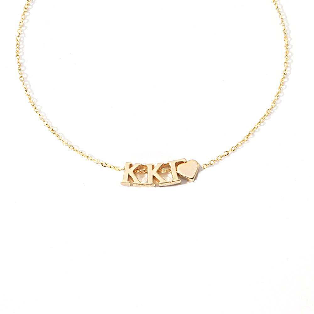 Sorority Greek Letters Heart Necklace
