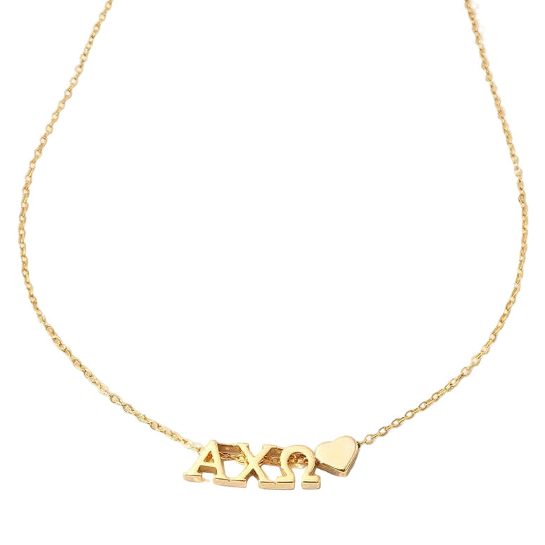 Sorority Greek Letters Heart Necklace
