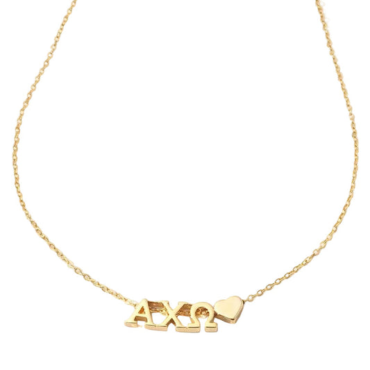 I Love My Sorority: Greek Letters Heart Necklace