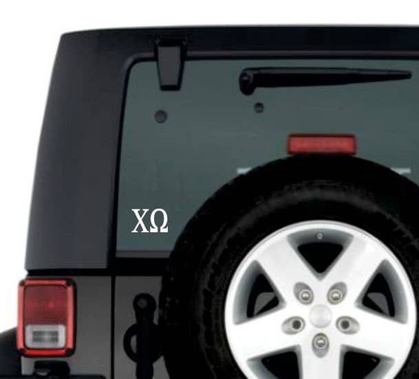 Greek Letter Decal Sticker: White / Sigma Delta Tau