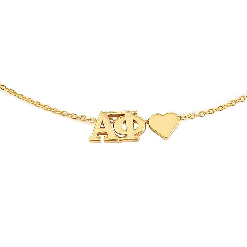 Sorority Greek Letters Heart Necklace