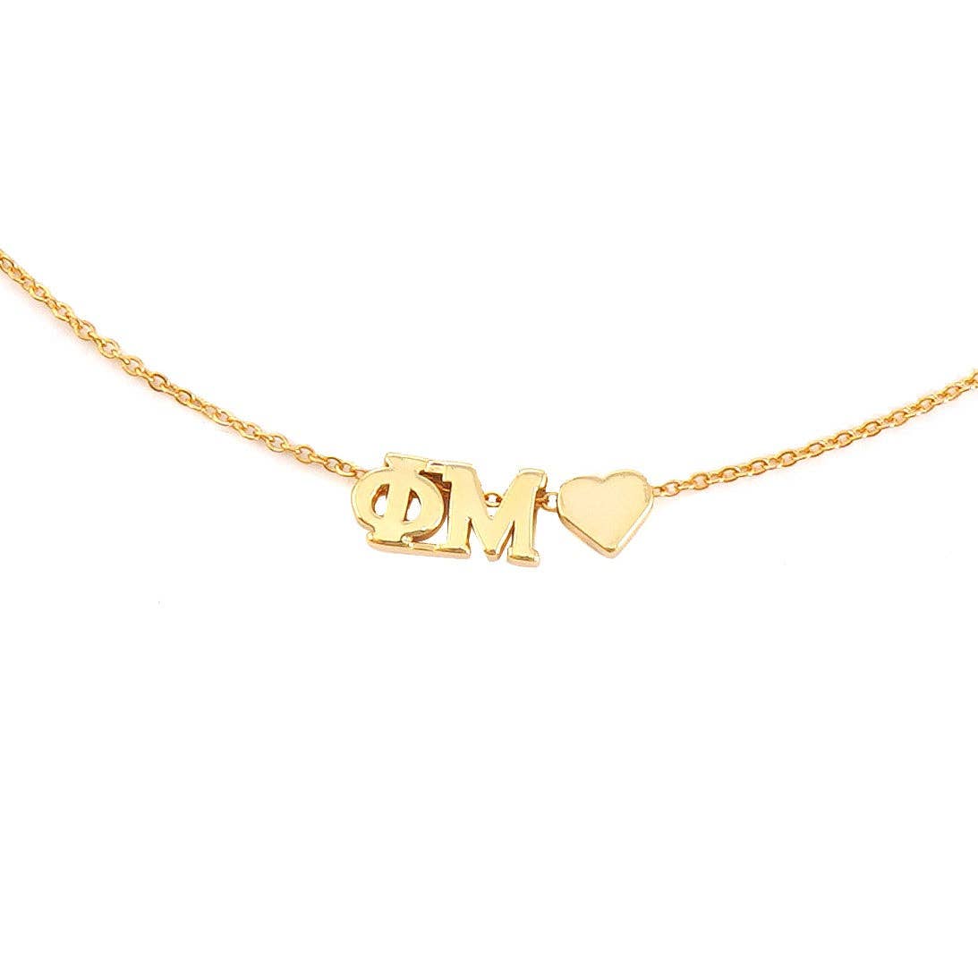 Sorority Greek Letters Heart Necklace