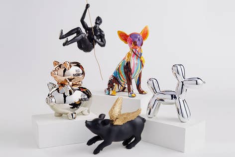 Silver Ceramic Dog Bank