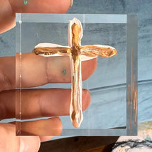 Load image into Gallery viewer, Gold Cross Lucite Block
