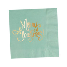 Load image into Gallery viewer, Napkins - Merry Christmas (4 colors): Festive Green
