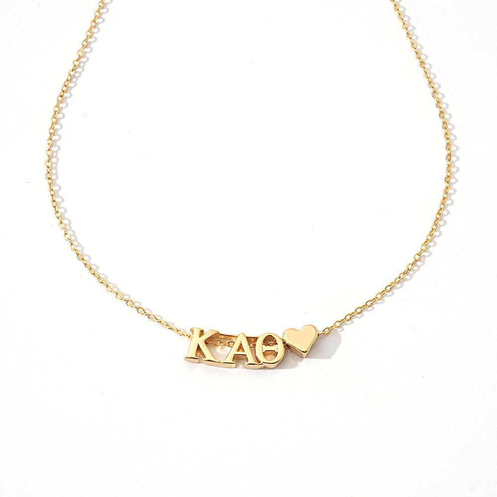 Sorority Greek Letters Heart Necklace