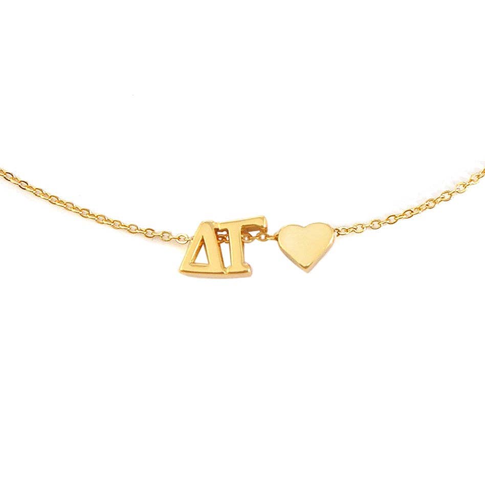 Sorority Greek Letters Heart Necklace