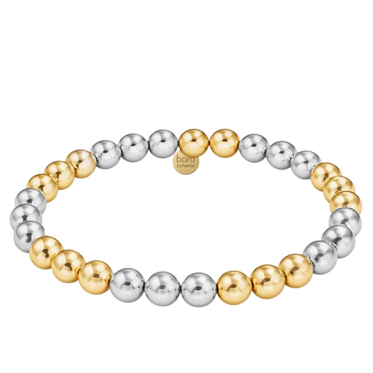 Bara Boheme 2 Tone Ball Bead Bracelet 6mm
