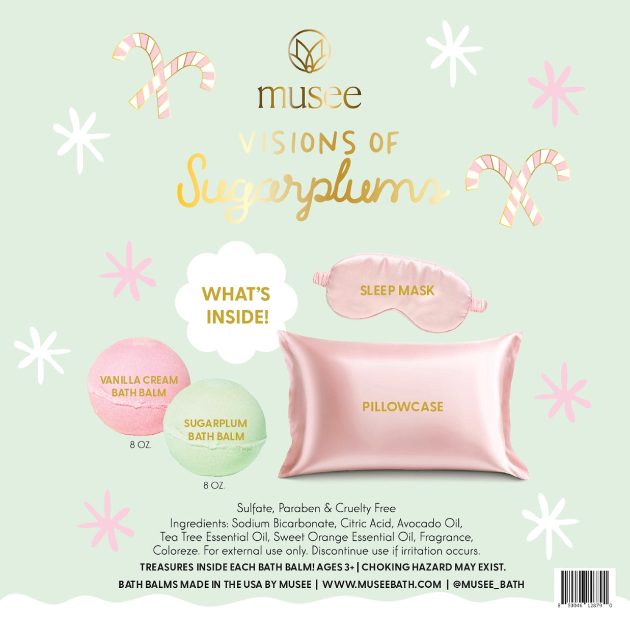 Musee Visions of Sugarplums Bath Balm & Eye Mask Set