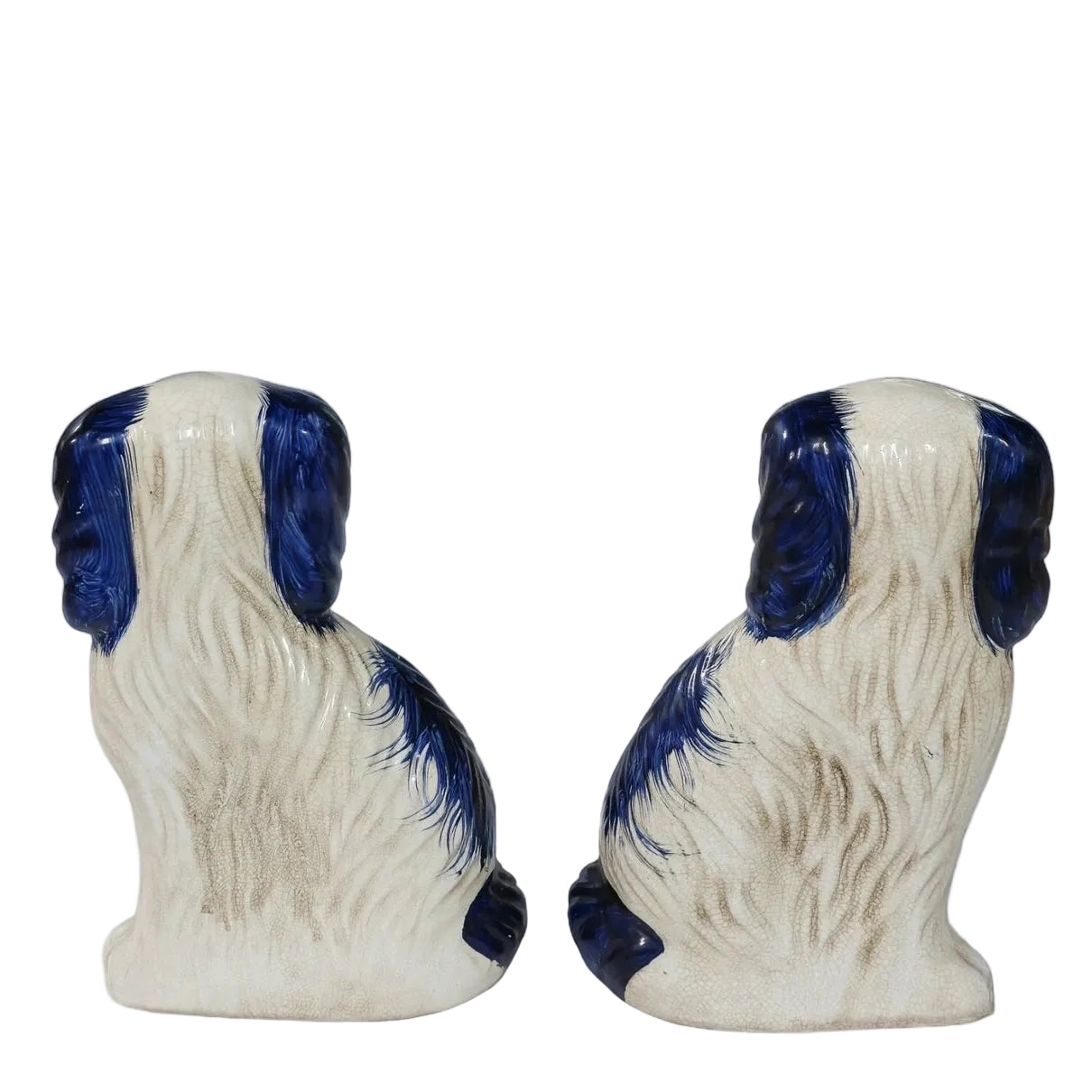 Staffordshire Dogs in Blue + White