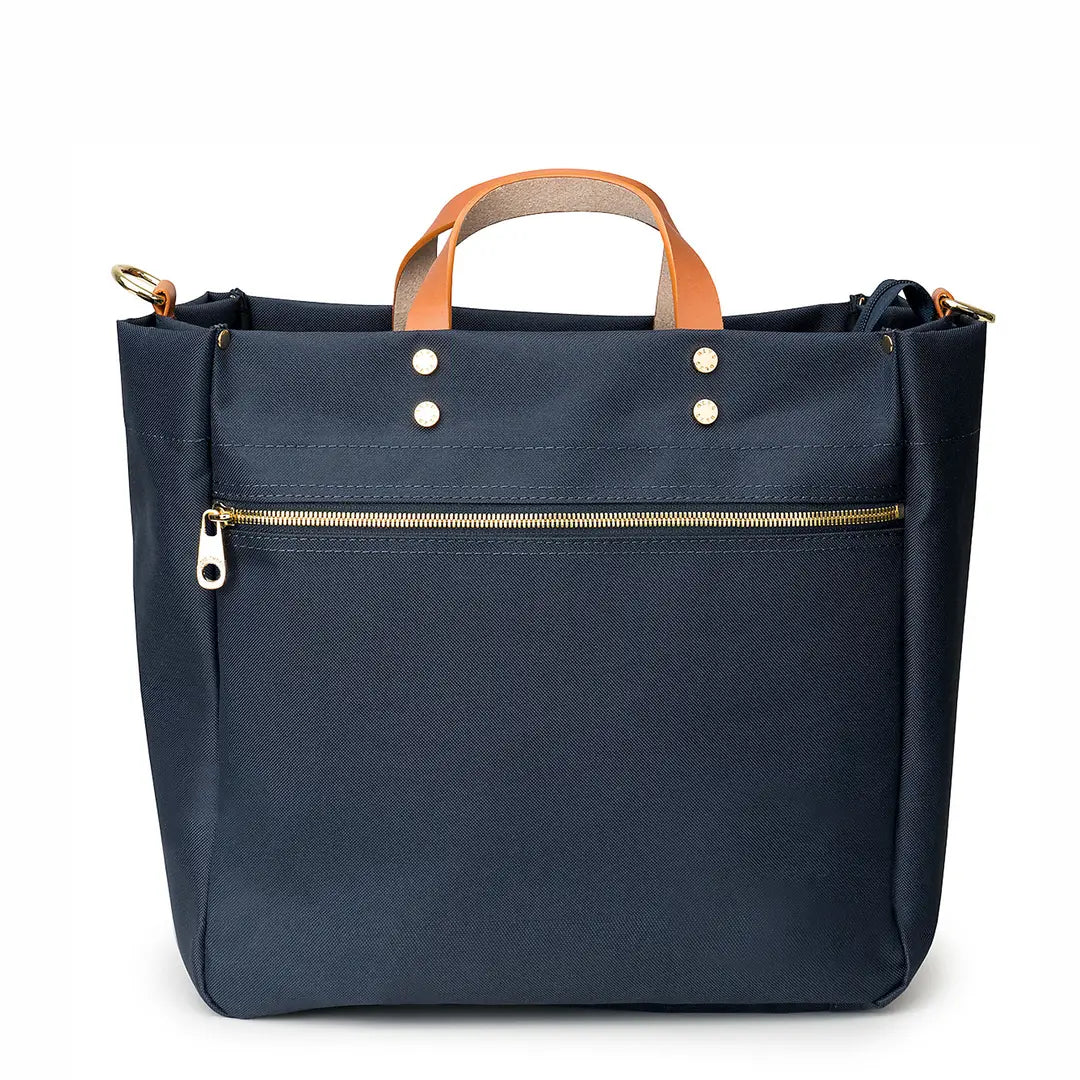 "Codie" Navy Nylon Tote with Leather Accents