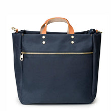 Load image into Gallery viewer, "Codie" Navy Nylon Tote with Leather Accents
