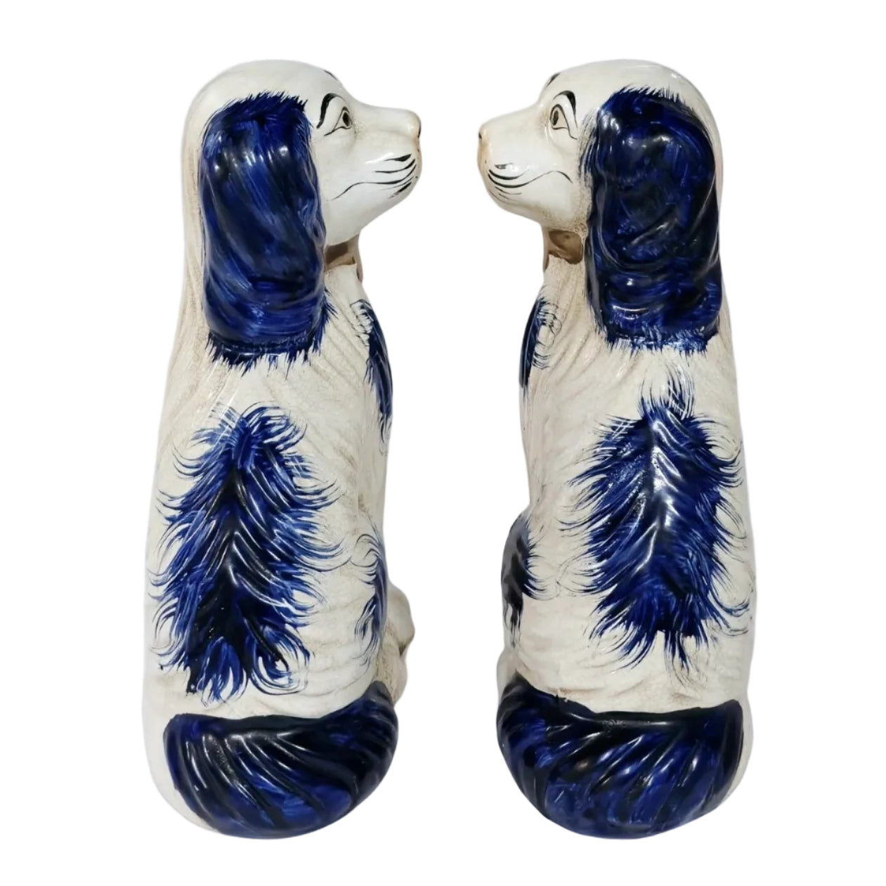 Staffordshire Dogs in Blue + White
