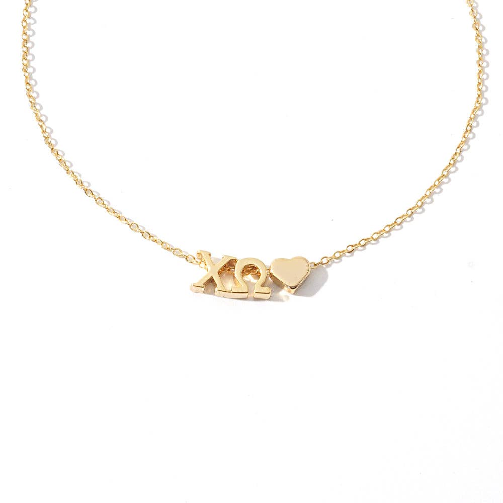 Sorority Greek Letters Heart Necklace