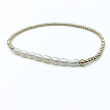 Load image into Gallery viewer, Petite Row Rice Pearl Bracelet with 14k Gold-Filled Beads
