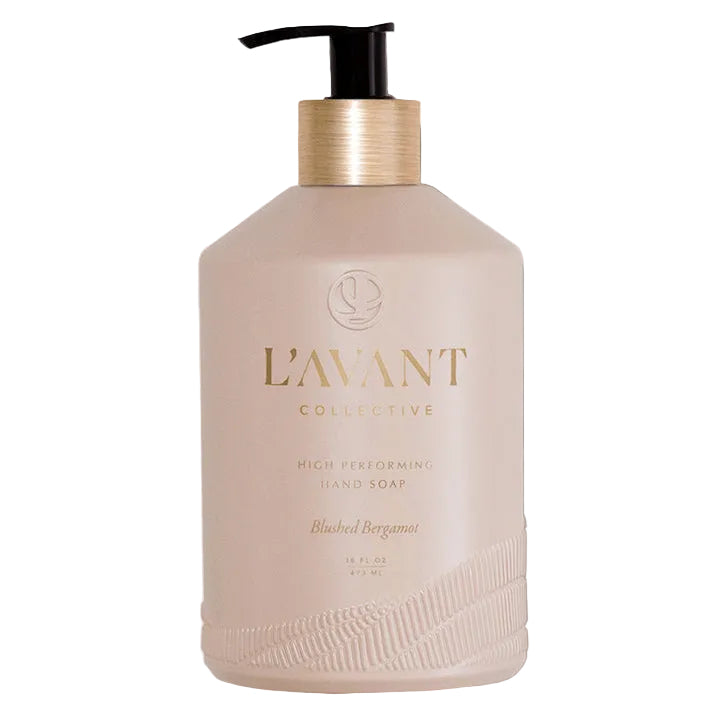 L'Avant hand soap bottle with pump on a white background