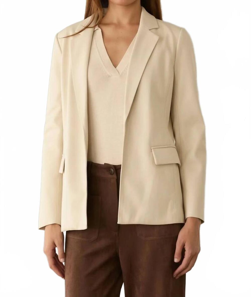 Ivory Faux Leather Open Blazer