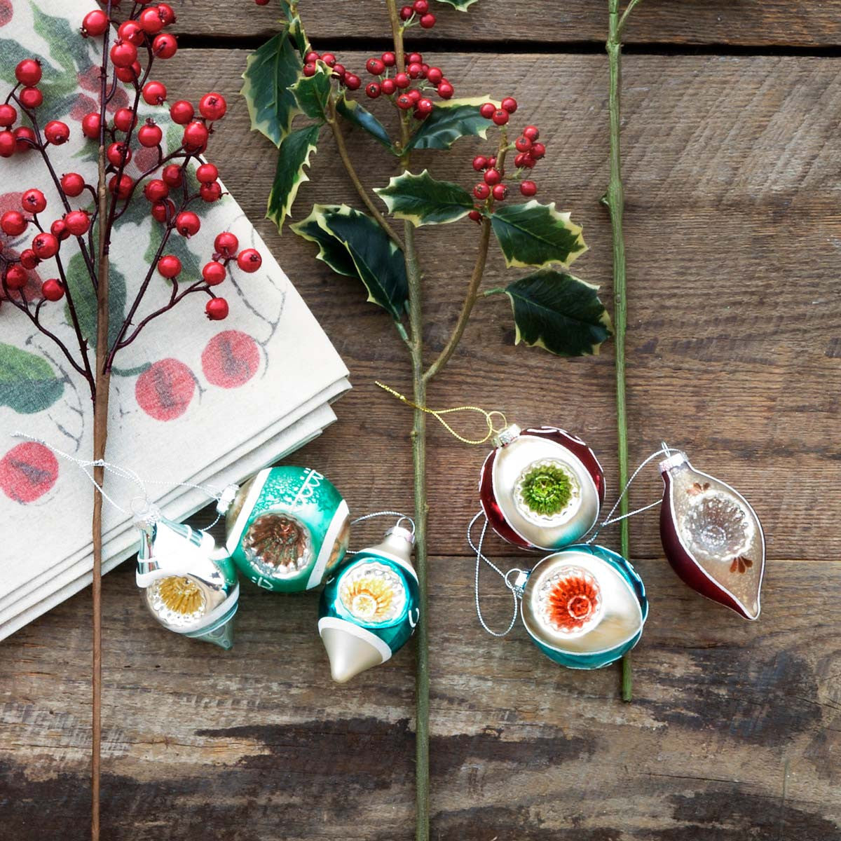 Vintage-Style Glass Reflector Ornaments