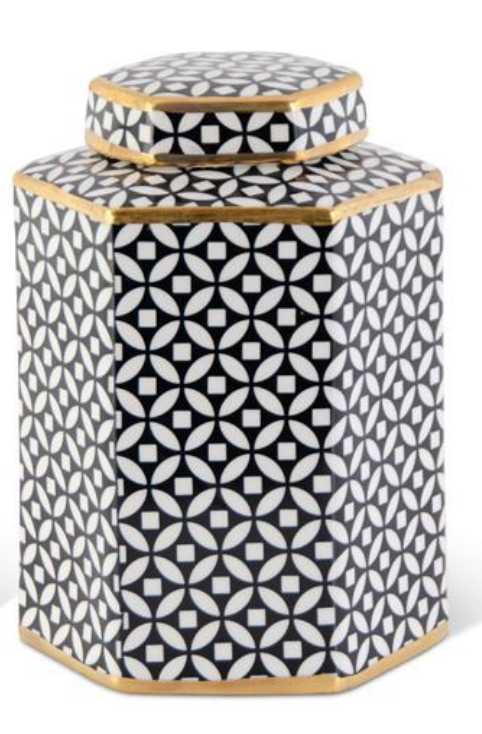 Black and White Porcelain Lidded Jar