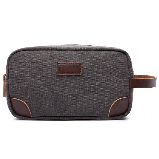 Grey Canvas and Leather Dopp